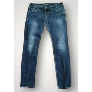Silver Jeans Women's Suki Jegging Dark Wash Thick Stitch Size W32/L31